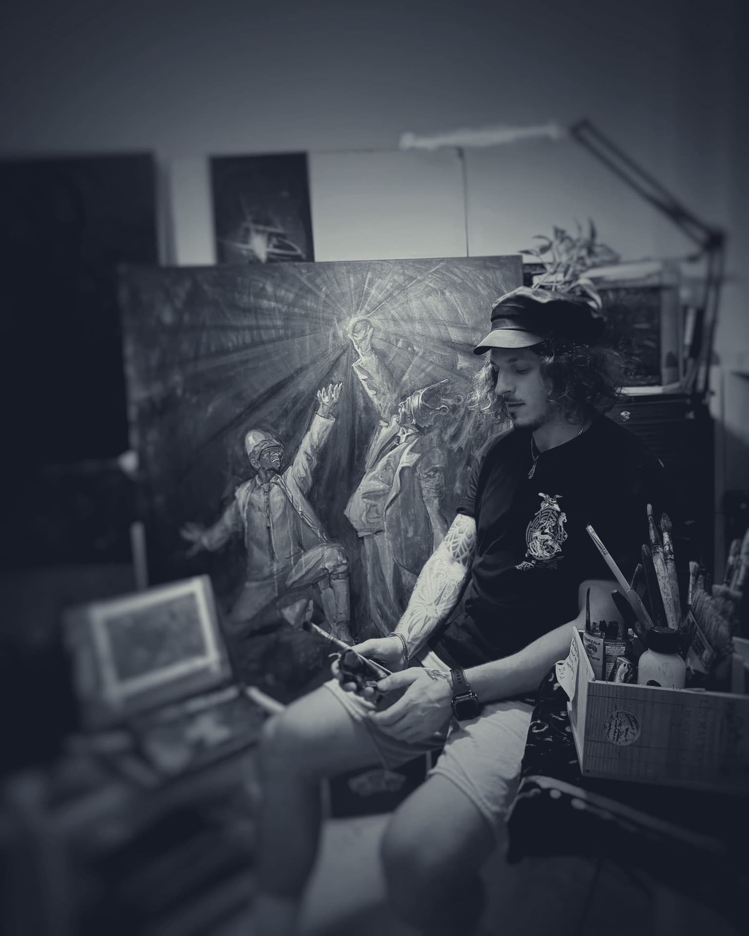 Oleksandr Nazarchuk working as a fine artist