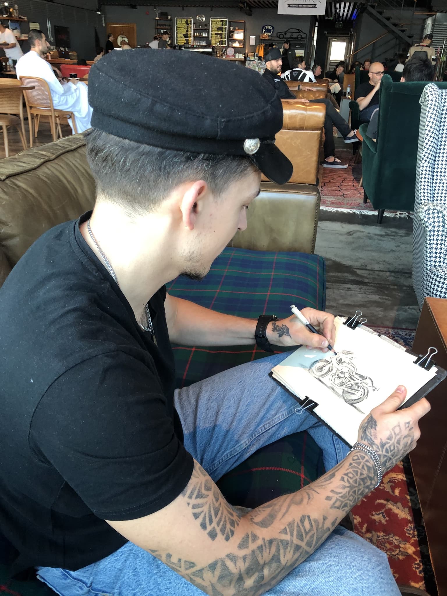 Artist painting at the motorcycle event