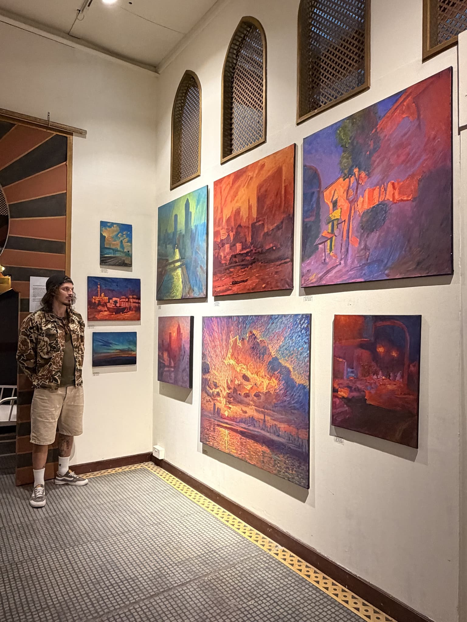 Exhibition wall with framed painting