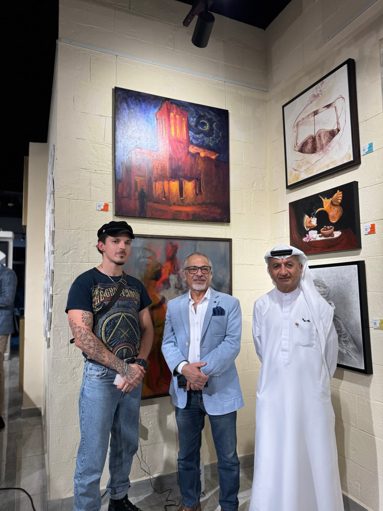 Exhibition documentation with artist and artwork