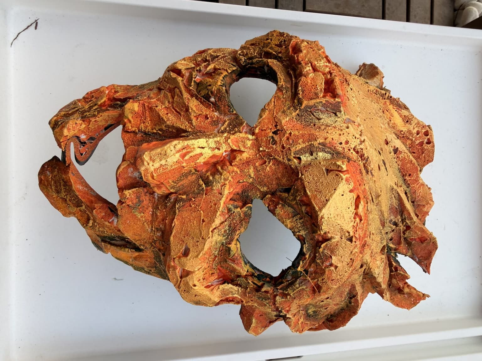 Son of the Sun mask made from expanding foam