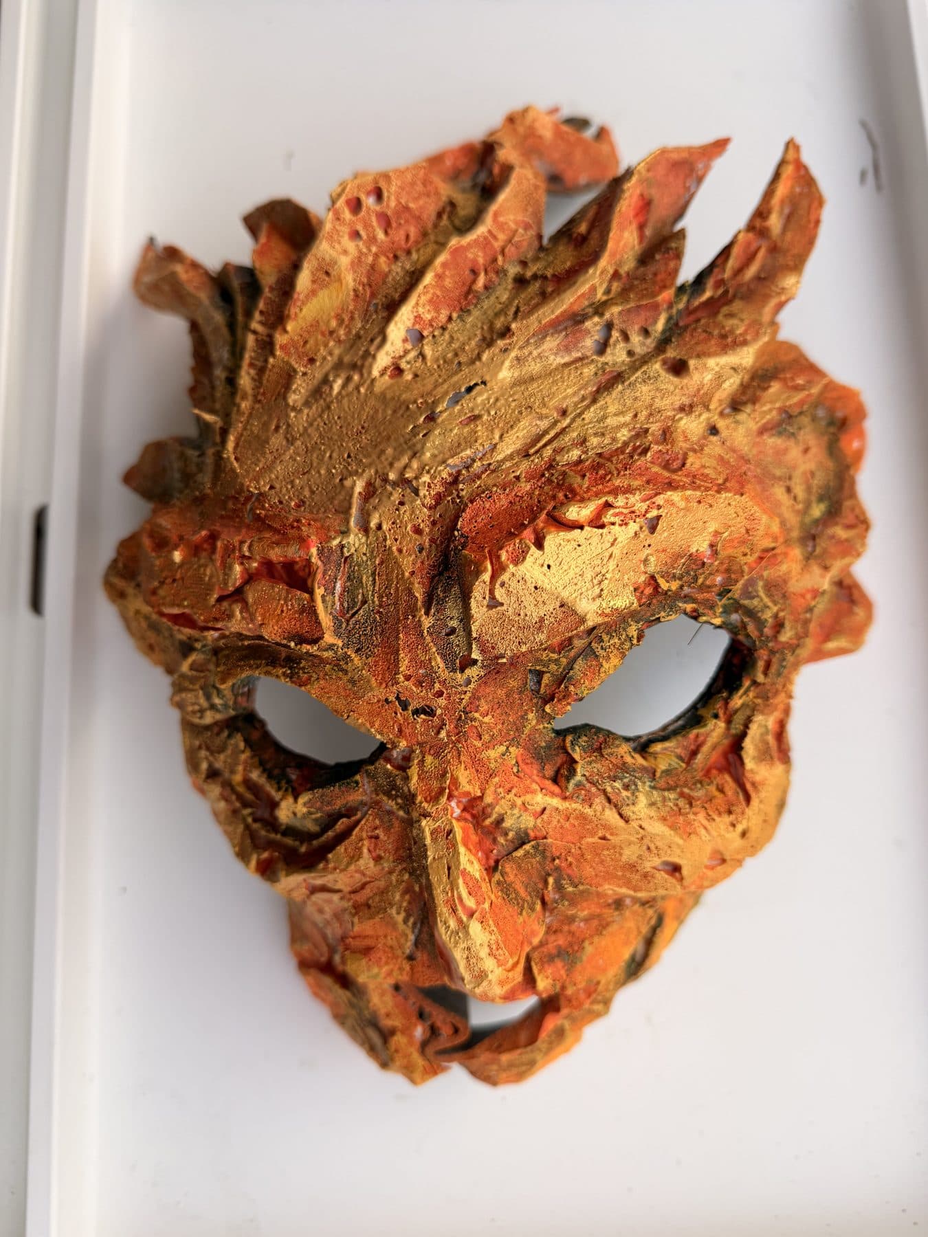 Son of the Sun mask made from expanding foam