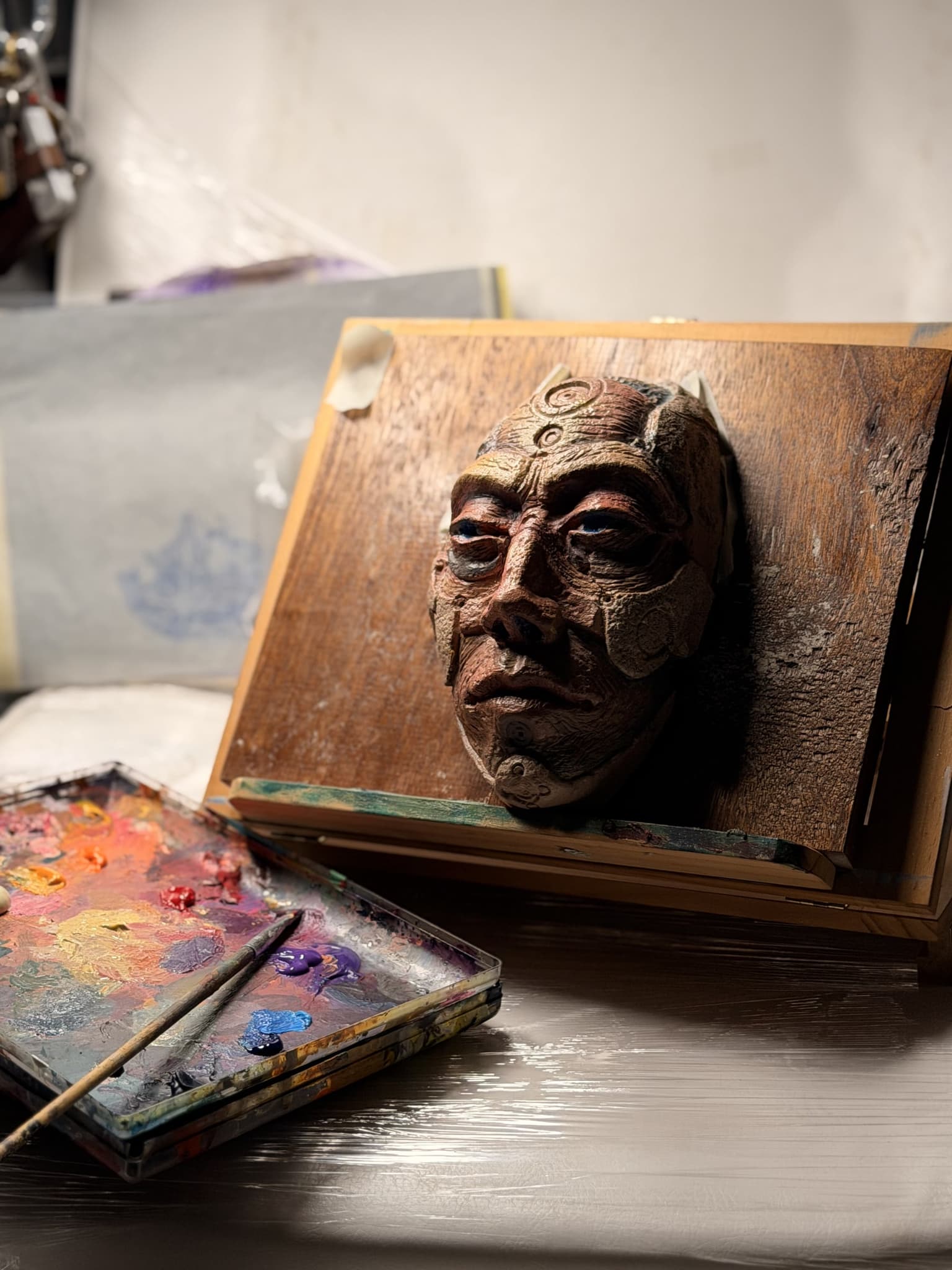 Sculpted painted face